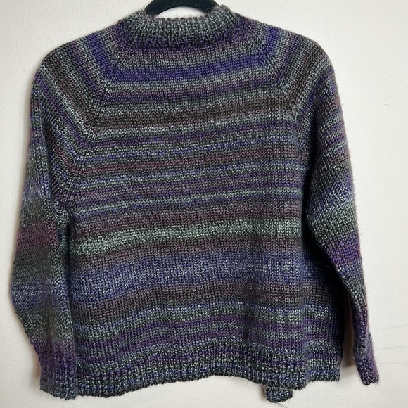 Handmade Knit Sweater Cardigan Open Front Purple Grey size S/M - Picture 8 of 12
